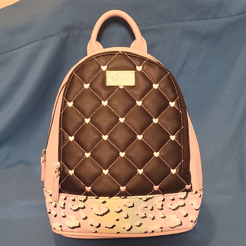 Pink and Black Quilted Backpack